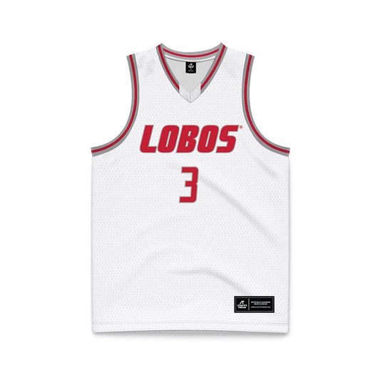 New Mexico - NCAA Men's Basketball : Luke Haupt - White Basketball Jersey-0