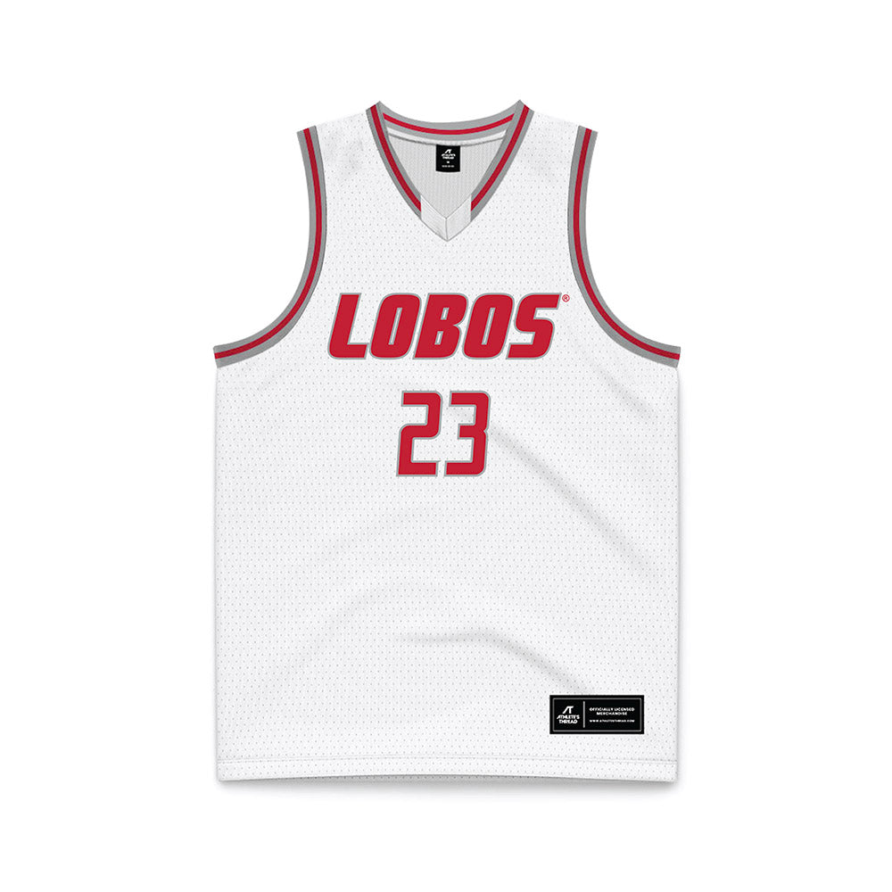 New Mexico - NCAA Men's Basketball : Jake Hall - White Basketball Jersey-0