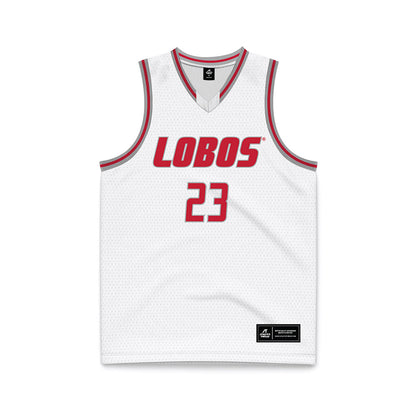 New Mexico - NCAA Men's Basketball : Jake Hall - White Basketball Jersey-0
