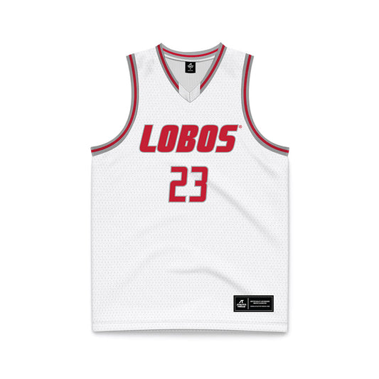 New Mexico - NCAA Men's Basketball : Jake Hall - White Basketball Jersey-0