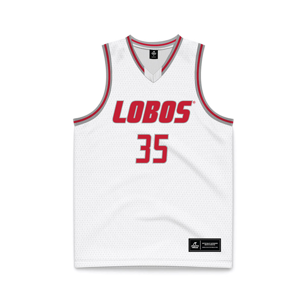 New Mexico - NCAA Men's Basketball : JT Rock - White Basketball Jersey-0