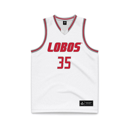 New Mexico - NCAA Men's Basketball : JT Rock - White Basketball Jersey-0