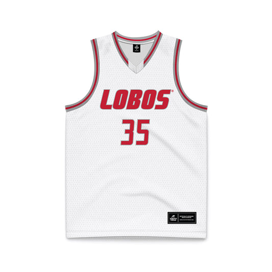 New Mexico - NCAA Men's Basketball : JT Rock - White Basketball Jersey-0