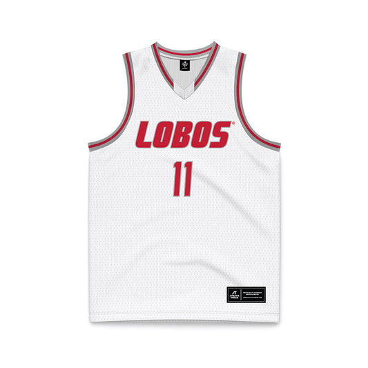 New Mexico - NCAA Men's Basketball : Kallai Patton - White Basketball Jersey-0