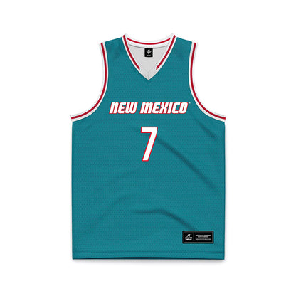 New Mexico - NCAA Men's Basketball : Sir Marius Jones - Turquoise Basketball Jersey-0