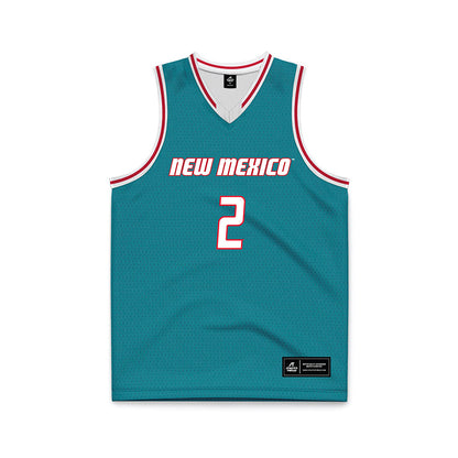 New Mexico - NCAA Men's Basketball : Tajavis Miller - Turquoise Basketball Jersey-0
