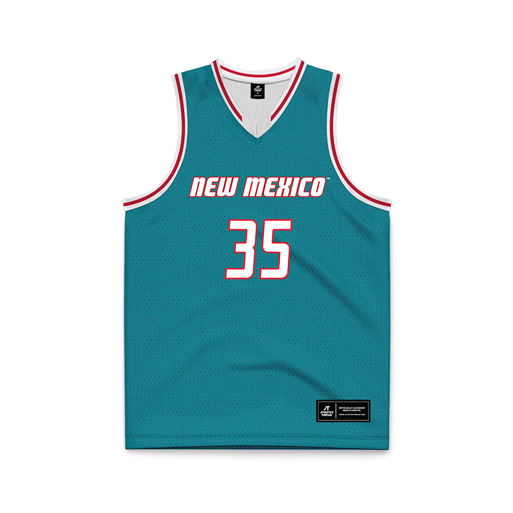 New Mexico - NCAA Men's Basketball : JT Rock - Turquoise Basketball Jersey-0