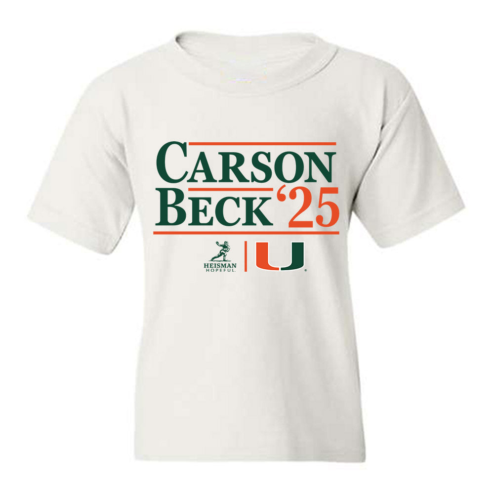 Miami - NCAA Football : Carson Beck - Heisman Campaign Youth T-Shirt-0