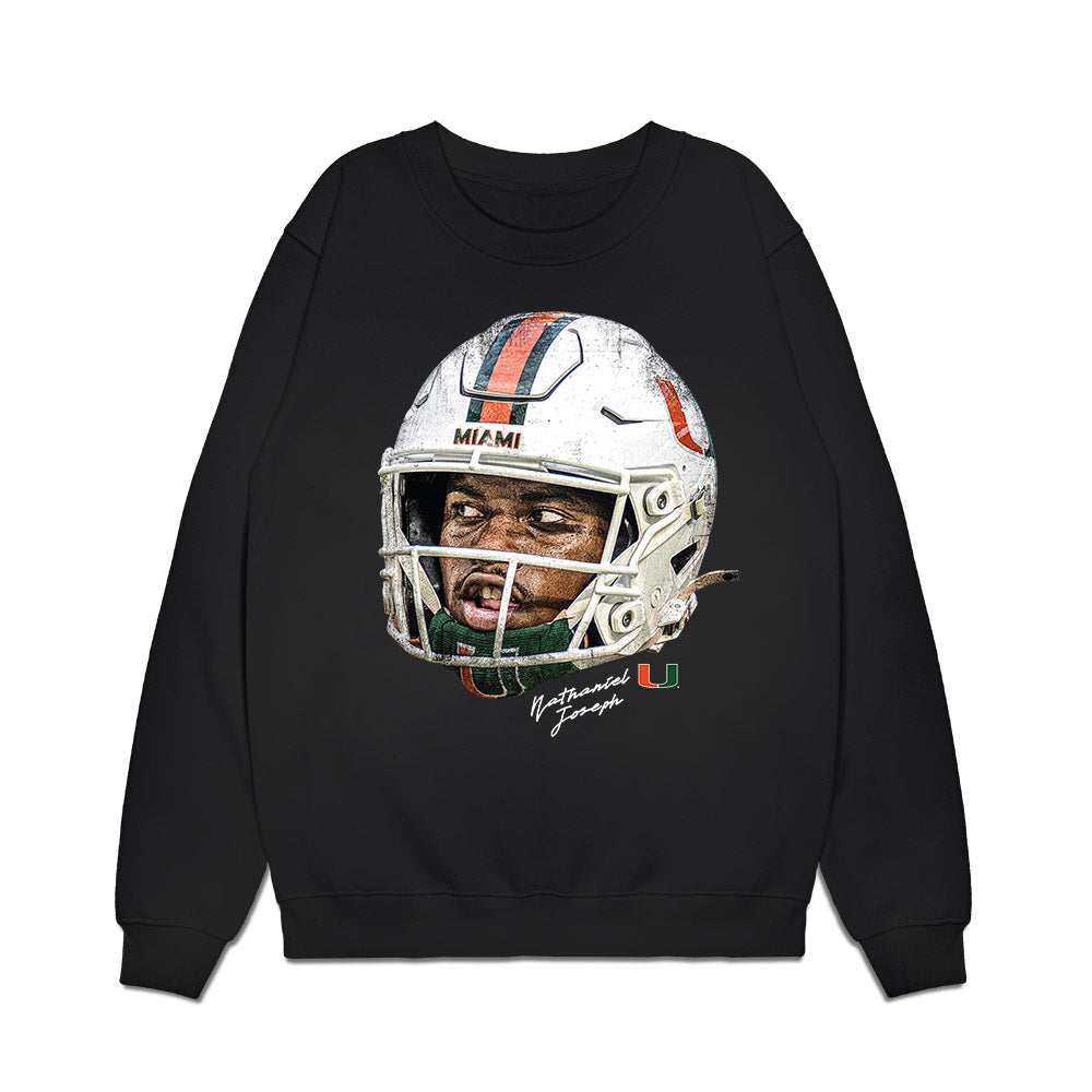 Miami - NCAA Football : Nathaniel Joseph - GameFace Premium Crewneck Sweatshirt-0