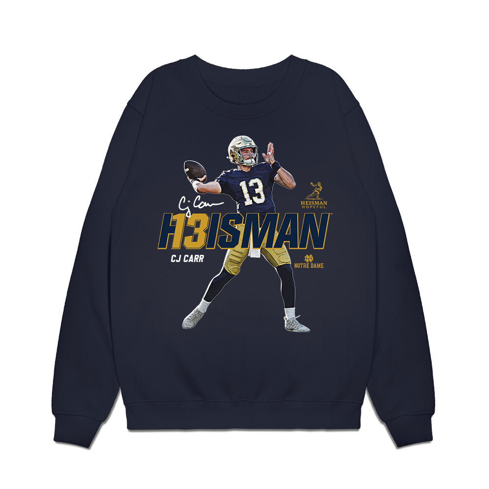 Notre Dame - NCAA Football : CJ Carr - Heisman Premium Crewneck Sweatshirt-0