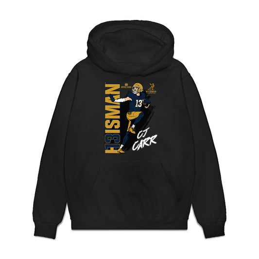 Notre Dame - NCAA Football : CJ Carr - Heisman Stance Premium Hooded Sweatshirt-0