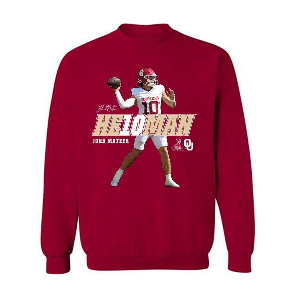 Oklahoma - NCAA Football : John Mateer - Crewneck Sweatshirt-0