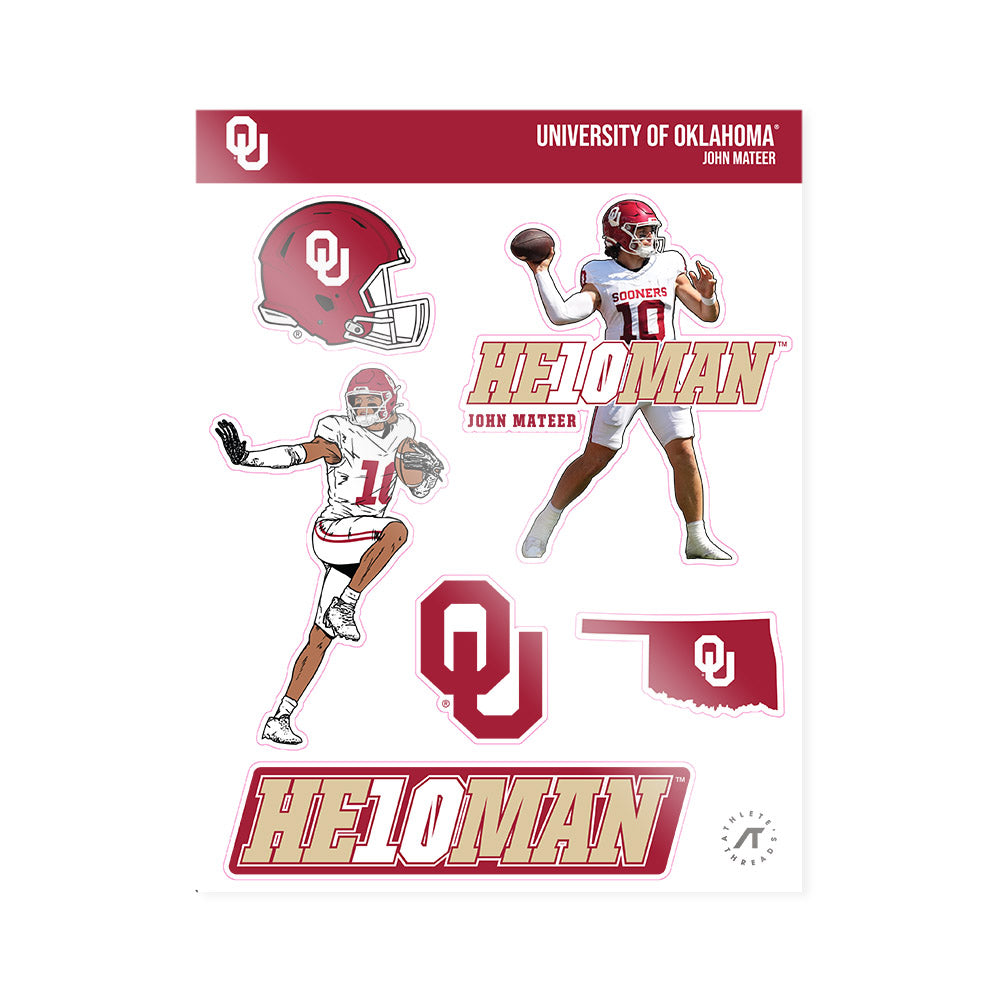 Oklahoma - NCAA Football : John Mateer - Heisman Sticker Sheet-0