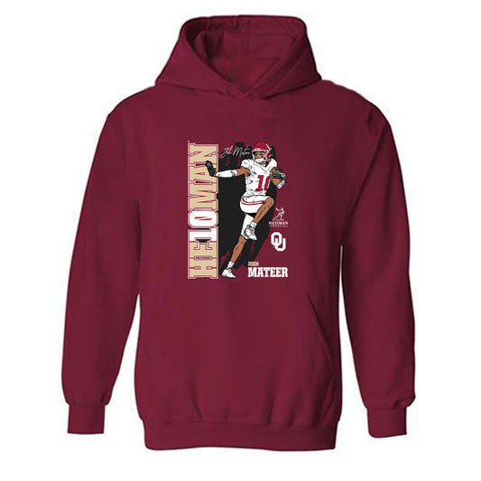 Oklahoma - NCAA Football : John Mateer - Heisman Stance Hooded Sweatshirt-0