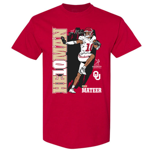Oklahoma - NCAA Football : John Mateer - Heisman Stance T-Shirt-0