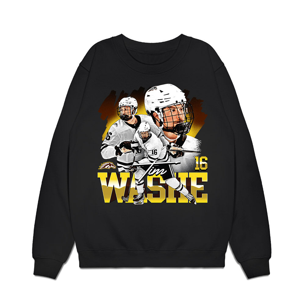 Western Michigan - NCAA Men's Ice Hockey : Tim Washe - Premium Crewneck Sweatshirt-0