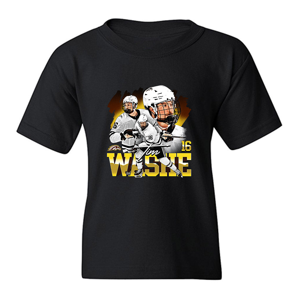 Western Michigan - NCAA Men's Ice Hockey : Tim Washe - Youth T-Shirt-0