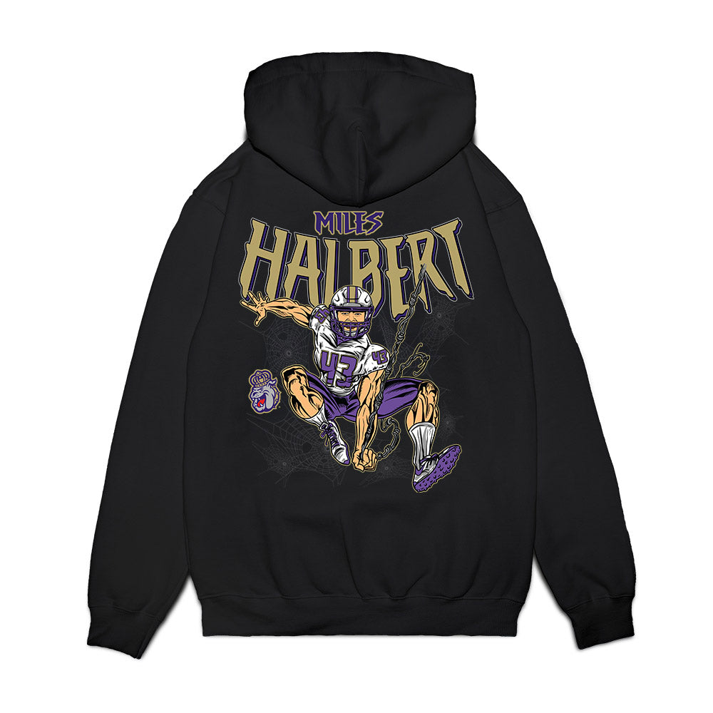 JMU - NCAA Football : Miles Halbert - SpiderMiles Premium Hooded Sweatshirt-1