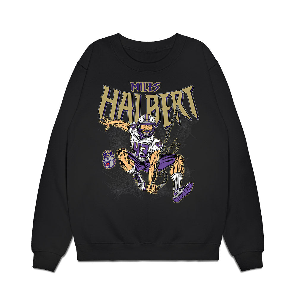 JMU - NCAA Football : Miles Halbert - SpiderMiles Premium Crewneck Sweatshirt-0