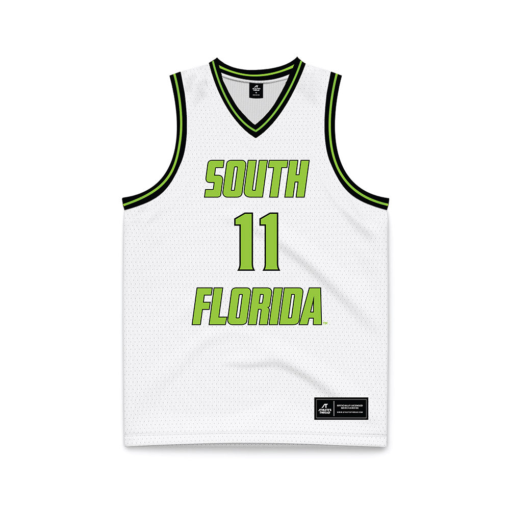 USF - NCAA Men's Basketball : CJ Brown - White Basketball Jersey-0