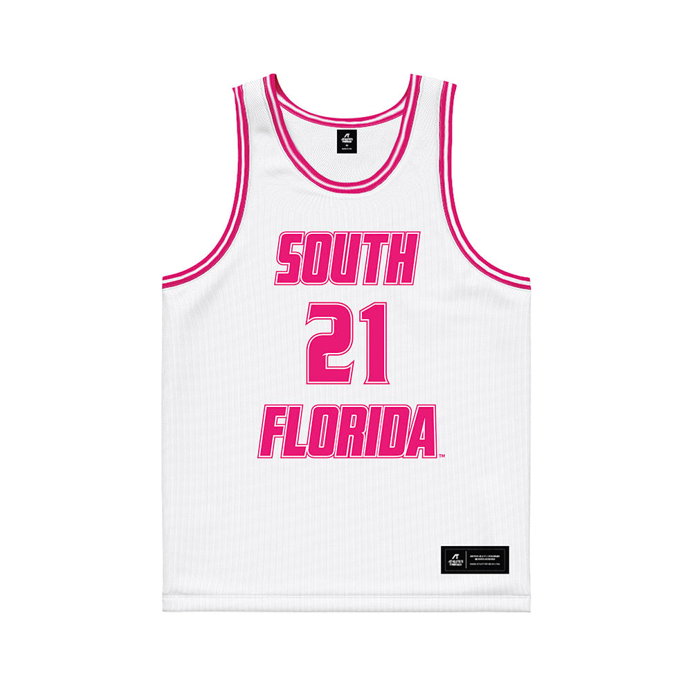 USF - NCAA Women's Basketball : Lor Mputu - White Basketball Jersey-0