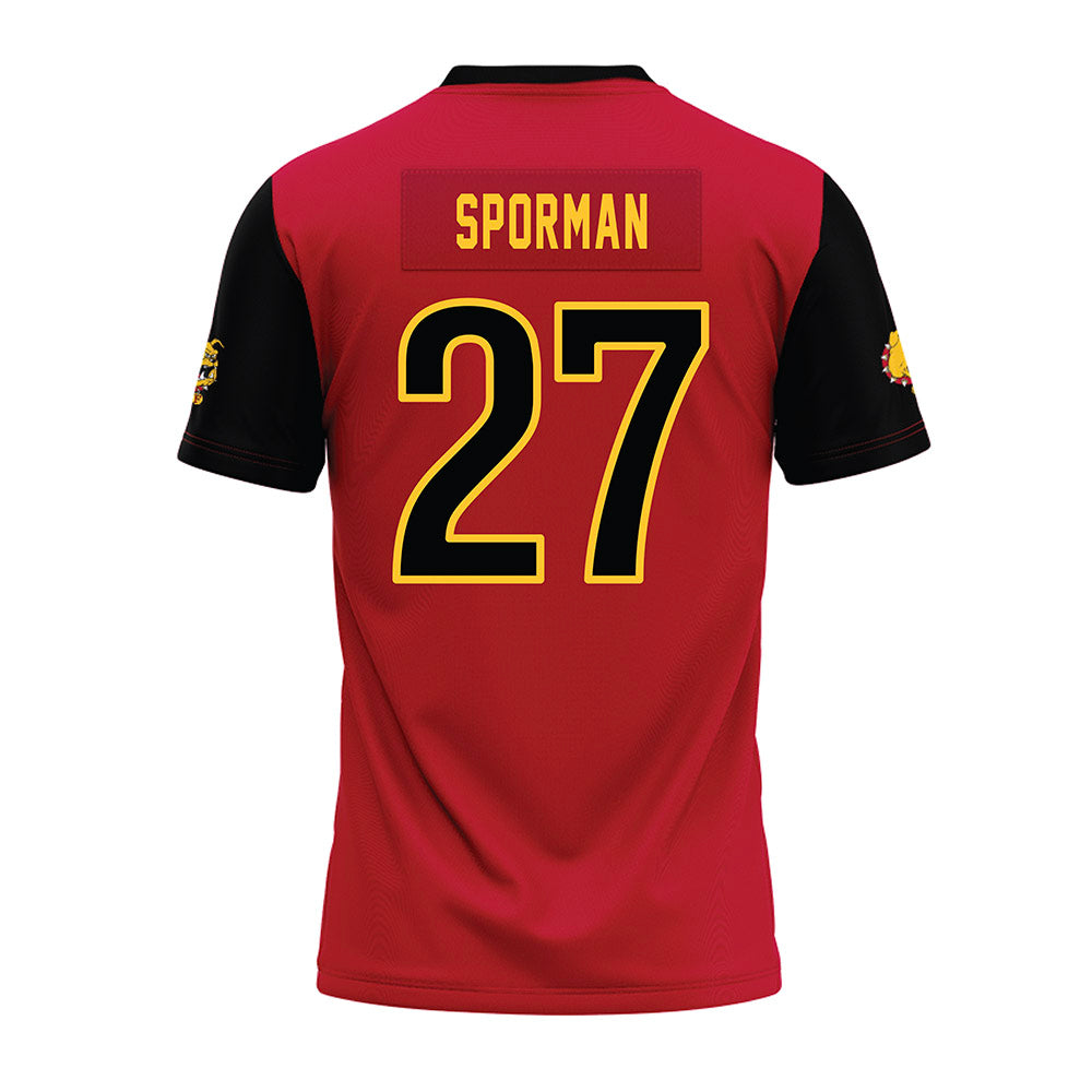 Ferris State - NCAA Football : Ben Sporman - Red Premium Football Jersey-1