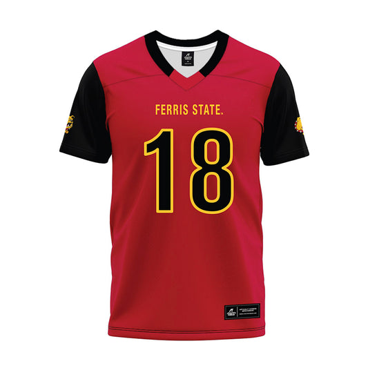 Ferris State - NCAA Football : Mervens Jean Pierre - Red Premium Football Jersey-0