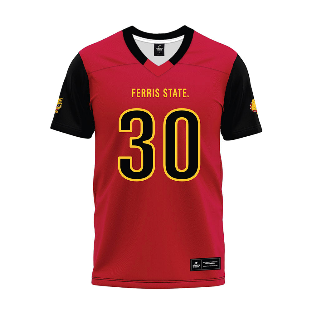 Ferris State - NCAA Football : Kannon Katzer - Red Premium Football Jersey-0