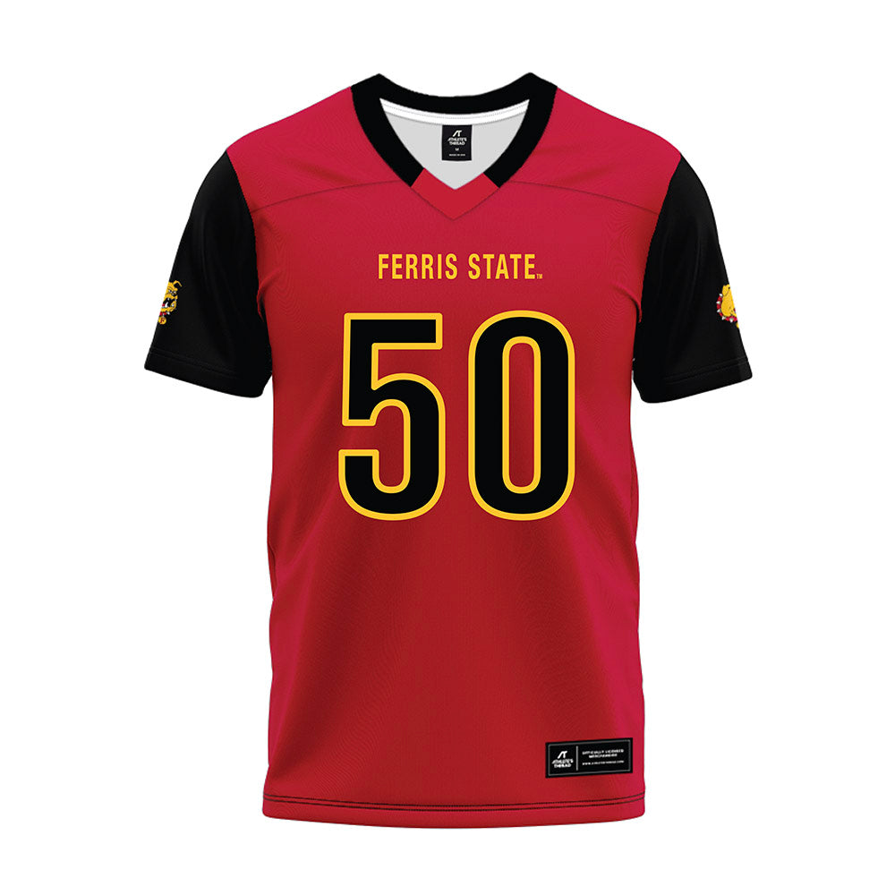 Ferris State - NCAA Football : Chimdindu Obi - Red Premium Football Jersey-0
