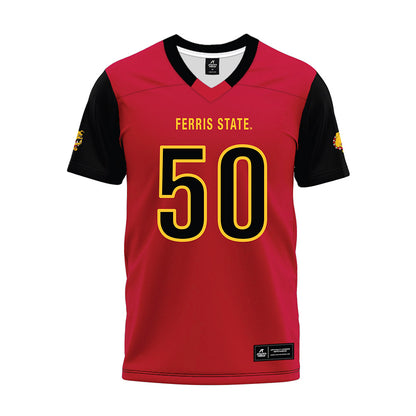 Ferris State - NCAA Football : Chimdindu Obi - Red Premium Football Jersey-0
