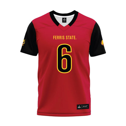Ferris State - NCAA Football : James Gilbert - Red Premium Football Jersey-0