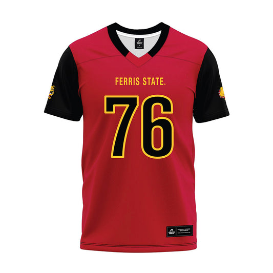 Ferris State - NCAA Football : Lawrence Hattar - Red Premium Football Jersey-0