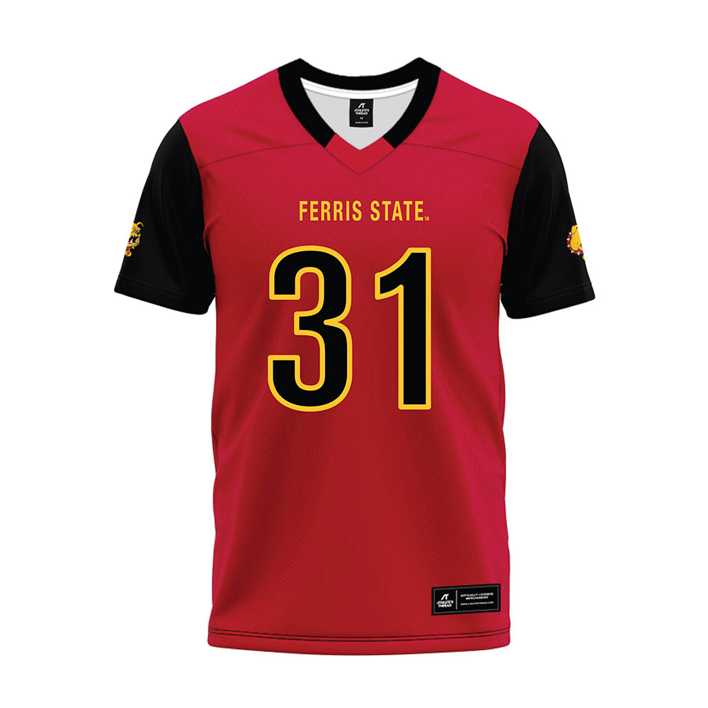 Ferris State - NCAA Football : Ryan Ahern - Red Premium Football Jersey-0