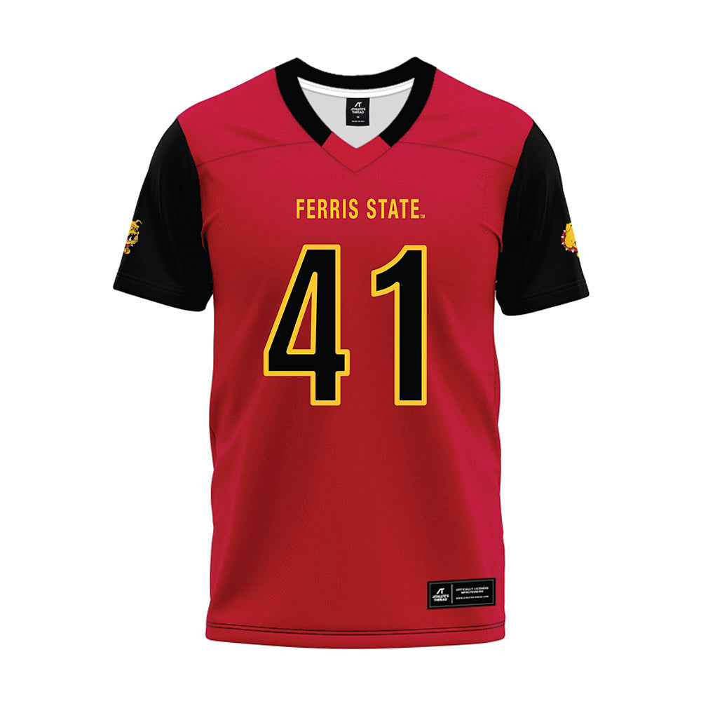 Ferris State - NCAA Football : Michael Bush - Red Premium Football Jersey-0