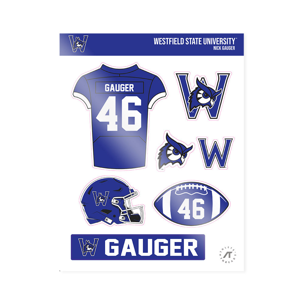 Westfield State - NCAA Football : Nick Gauger - Sticker Sheet-0