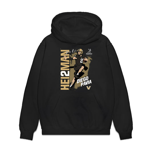 Vanderbilt - NCAA Football : Diego Pavia - Heisman Finalist Stance Premium Hooded Sweatshirt-0