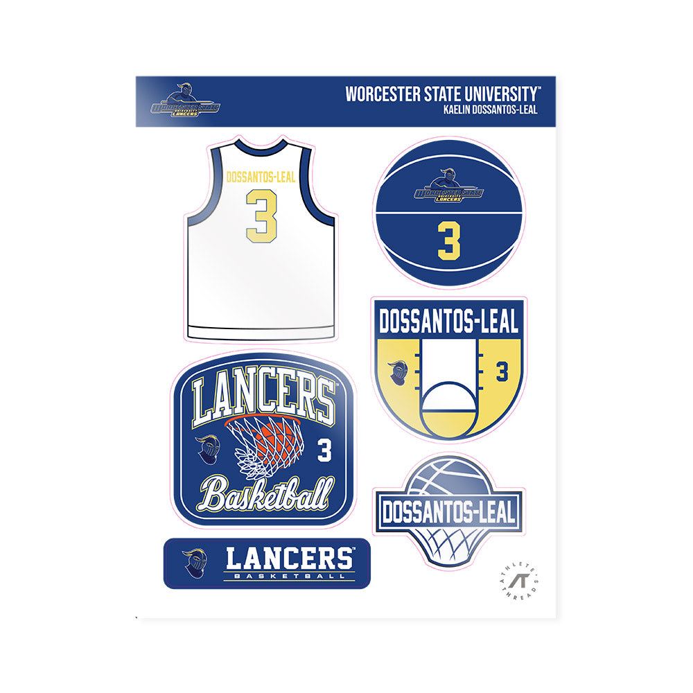 Worcester State - NCAA Men's Basketball : Kaelin Dossantos-Leal - Sticker Sheet-0