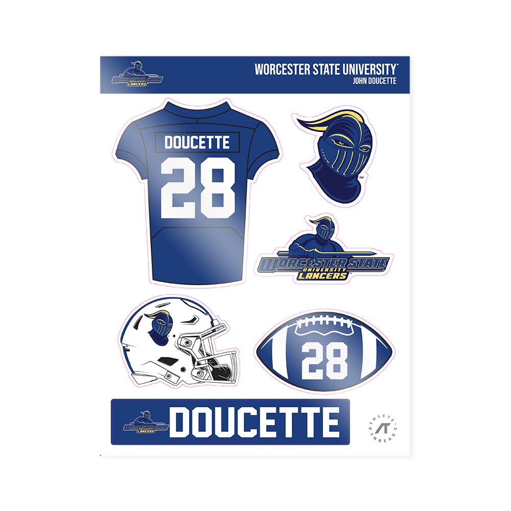 Worcester State - NCAA Football : John Doucette - Sticker Sheet-0