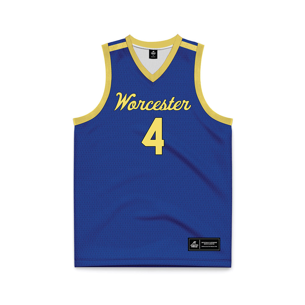 Worcester State - NCAA Men's Basketball : Dajon Burton - Blue Basketball Jersey-0