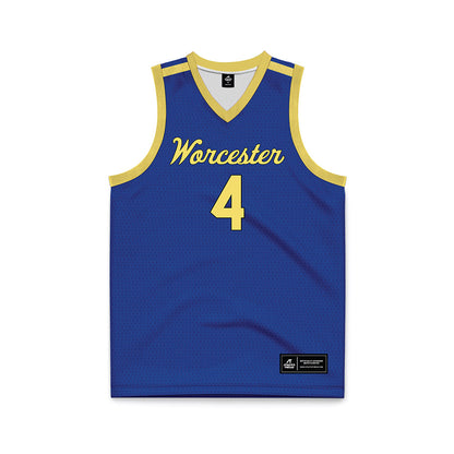 Worcester State - NCAA Men's Basketball : Dajon Burton - Blue Basketball Jersey-0