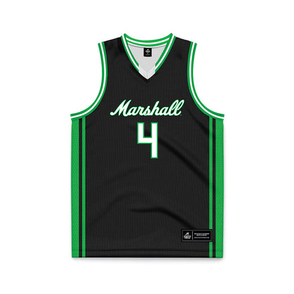 Marshall - NCAA Men's Basketball : Andrew Fuquay - Black Basketball Jersey-0