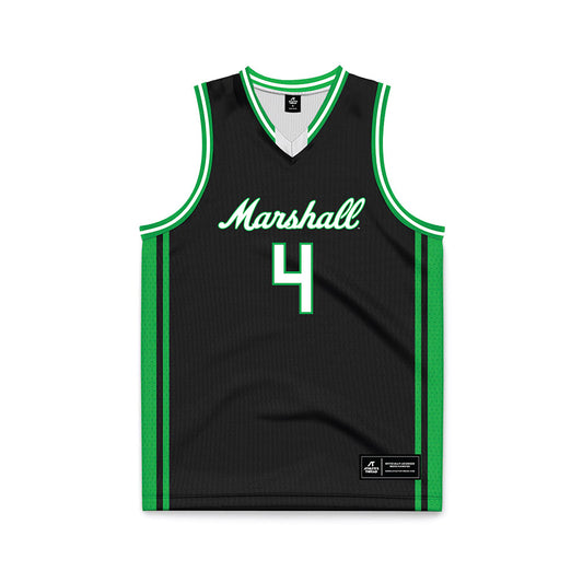 Marshall - NCAA Men's Basketball : Andrew Fuquay - Black Basketball Jersey-0