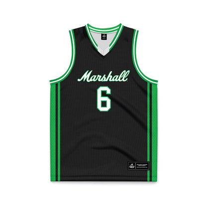 Marshall - NCAA Men's Basketball : Landen Joseph - Black Basketball Jersey-0