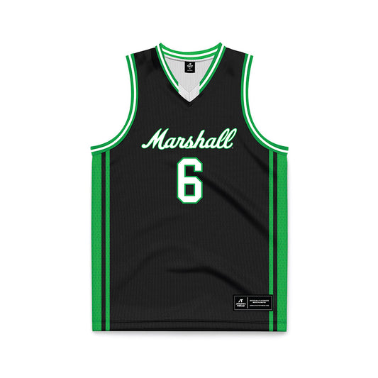 Marshall - NCAA Men's Basketball : Landen Joseph - Black Basketball Jersey-0