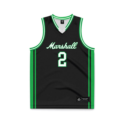 Marshall - NCAA Men's Basketball : Wyatt Fricks - Black Basketball Jersey-0