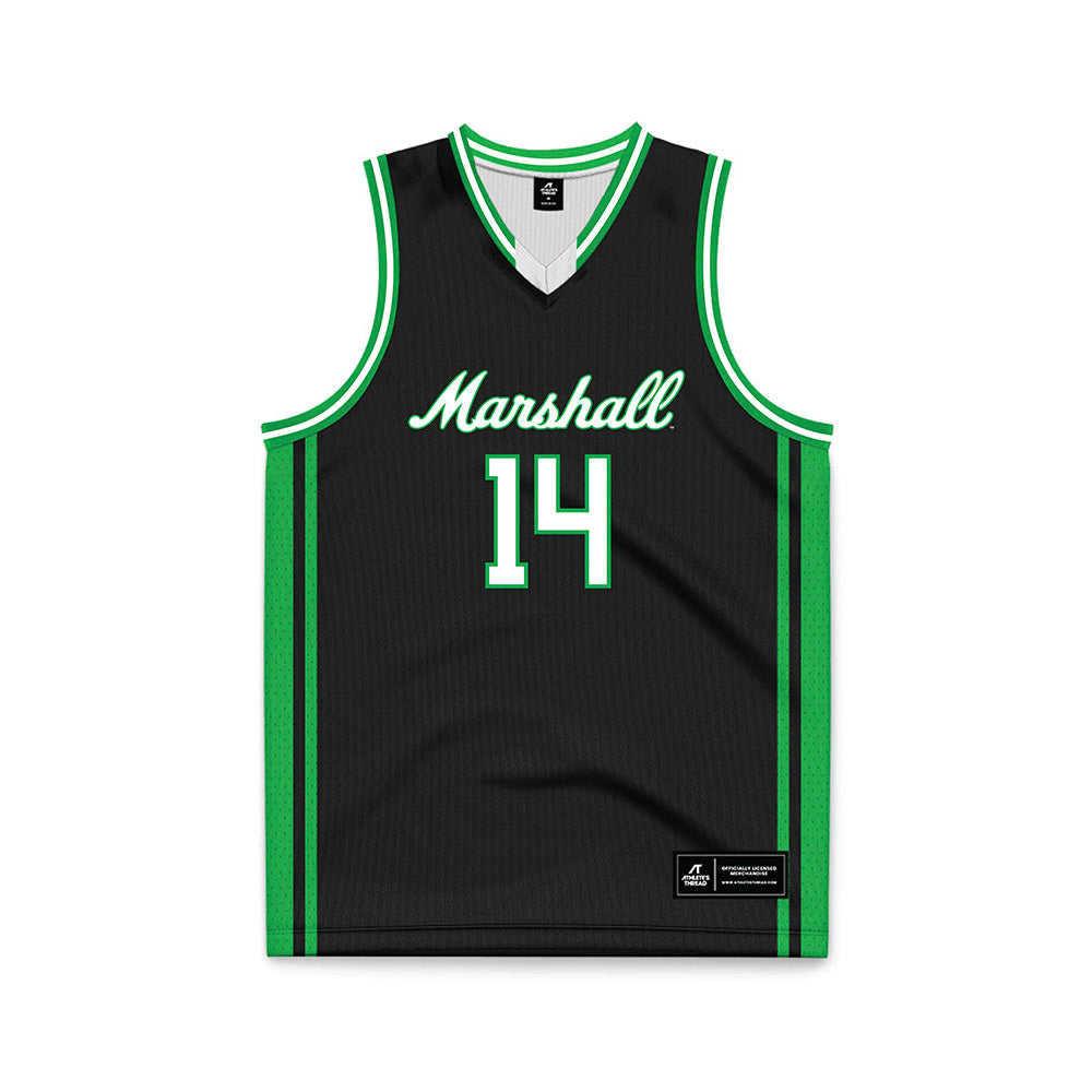 Marshall - NCAA Men's Basketball : Grant Moore - Black Basketball Jersey-0