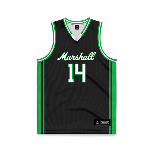 Marshall - NCAA Men's Basketball : Grant Moore - Black Basketball Jersey-0