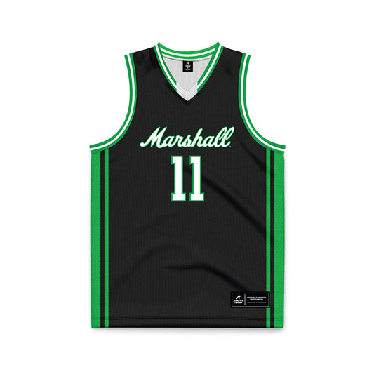 Marshall - NCAA Men's Basketball : Erich Harding - Black Basketball Jersey-0