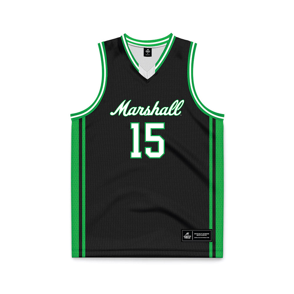 Marshall - NCAA Men's Basketball : Caleb Hollenbeck - Black Basketball Jersey-0