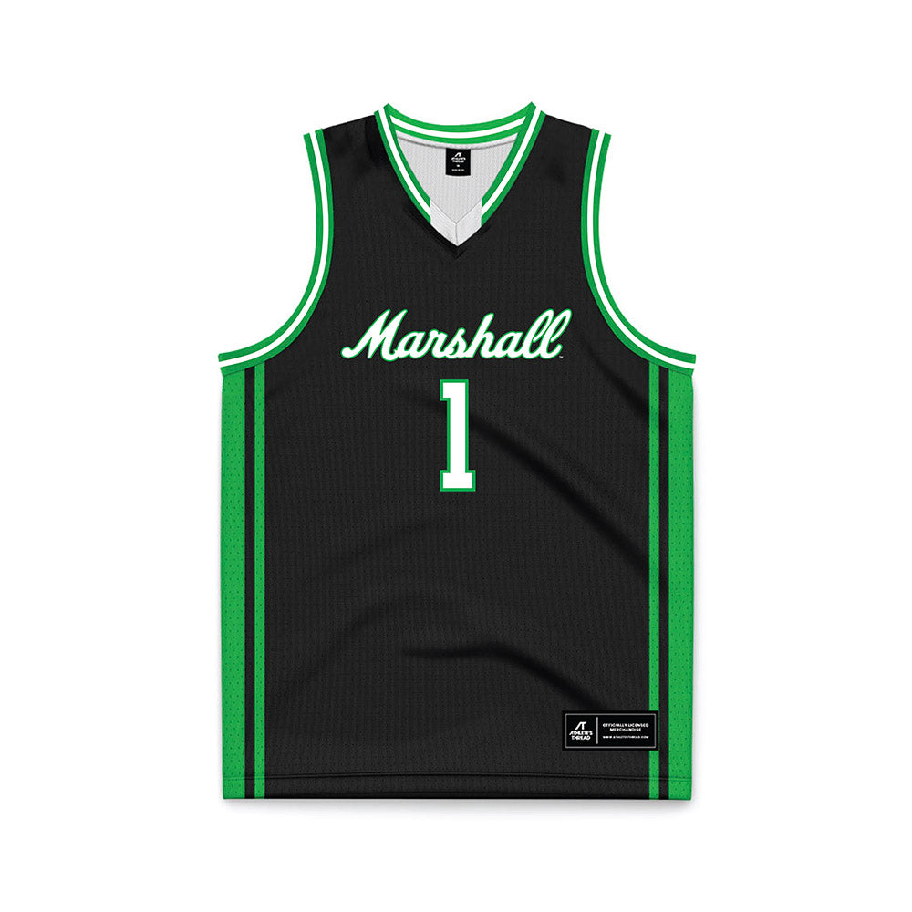 Marshall - NCAA Men's Basketball : Kaiden White - Black Basketball Jersey-0
